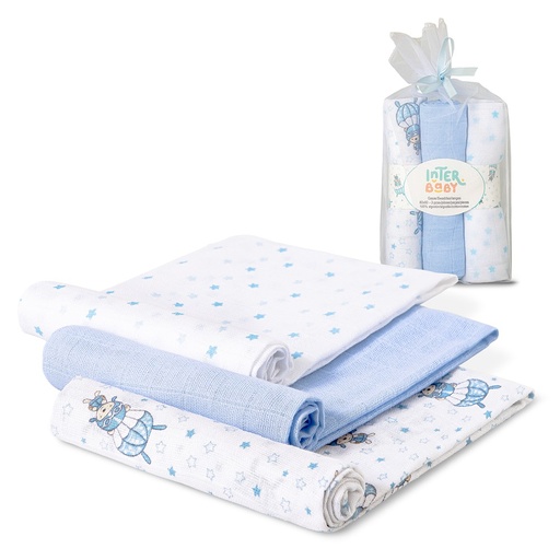 [98971-01] PACK 3 GASAS 80X80 PARACAIDISTA AZUL INTERBABY
