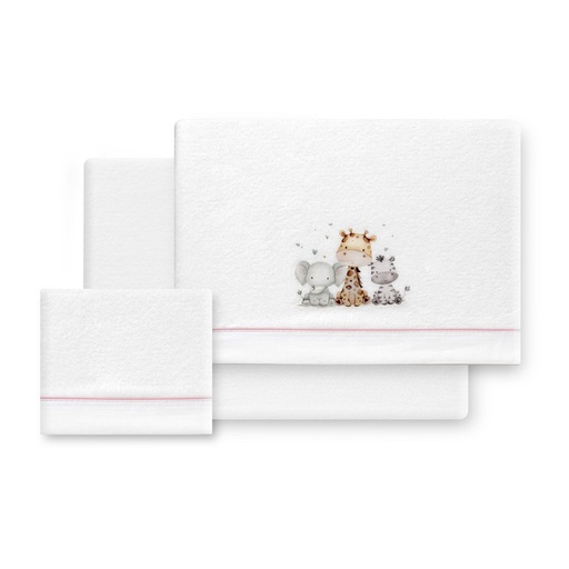 [30205-12] TRIPTICO CUNA CORALINA ESTAMPADO JIRAFA ELEFANTE BLANCO-ROSA INTERBABY