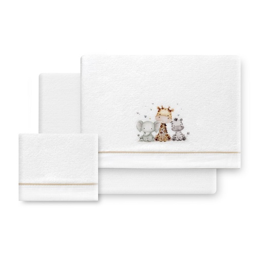 [30205-15] TRIPTICO CUNA CORALINA ESTAMPADO JIRAFA ELEFANTE BLANCO-BEIGE INTERBABY