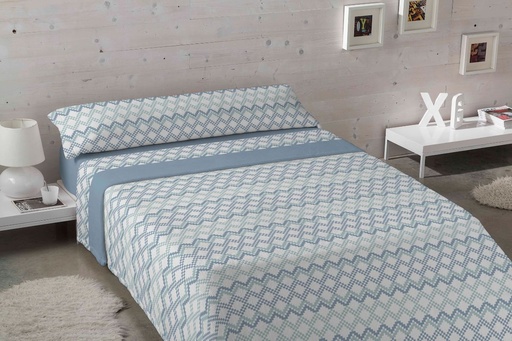 JUEGO SABANAS CORALINA PREMIUM IDANIA AZUL KARAMELO