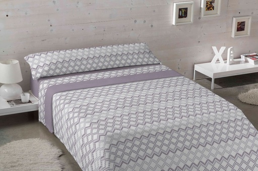 JUEGO SABANAS CORALINA PREMIUM IDANIA LAVANDA KARAMELO