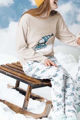 PIJAMA MUJER LET IT SNOW 62429 SNOOPY