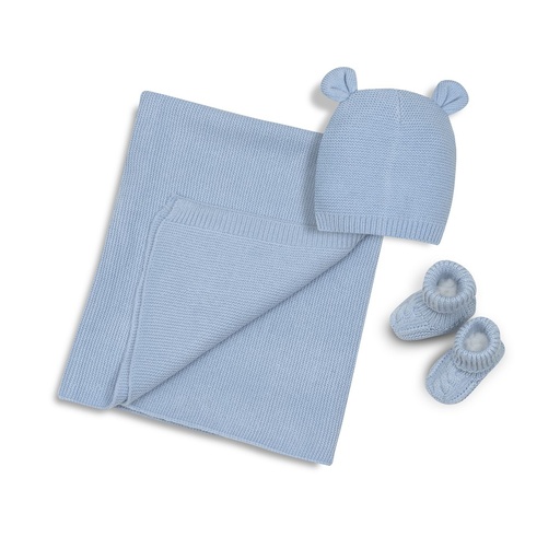 [SET52-01] SET 3 PIEZAS TOCA GORRA PEUCOS AZUL INTERBABY