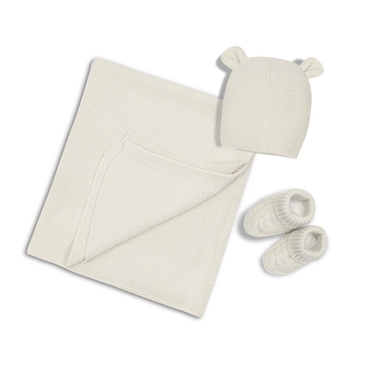 [SET52-05] SET 3 PIEZAS TOCA GORRA PEUCOS BEIGE INTERBABY