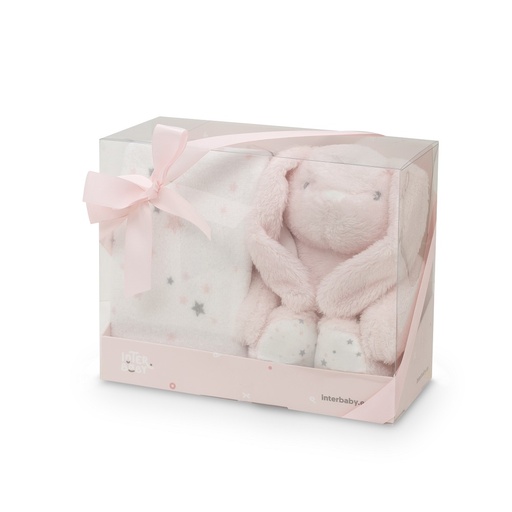[PE019-02] PELUCHE+MANTA ESTRELLA CONEJO ROSA INTERBABY