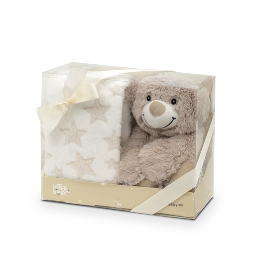[PE020-05] PELUCHE+MANTA ESTRELLA BEAR BEIGE INTERBABY