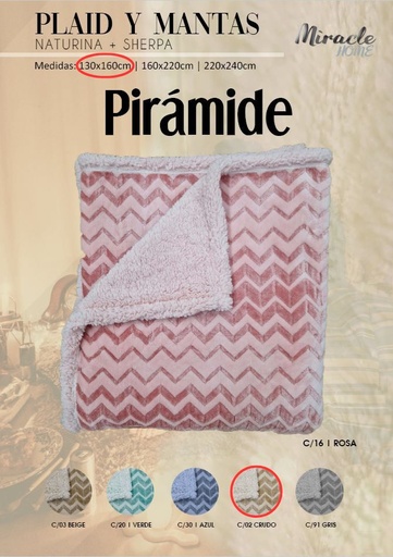 [PIRAMIDECRUDO-130X160] MANTA PLAID PIRÁMIDE 130X160 CRUDO MIRACLE