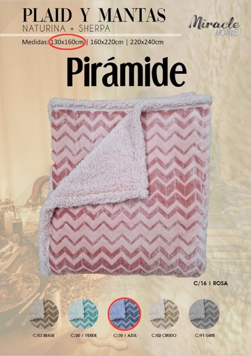 [PIRAMIDEAZUL-130X160] MANTA PLAID PIRÁMIDE 130X160 AZUL MIRACLE