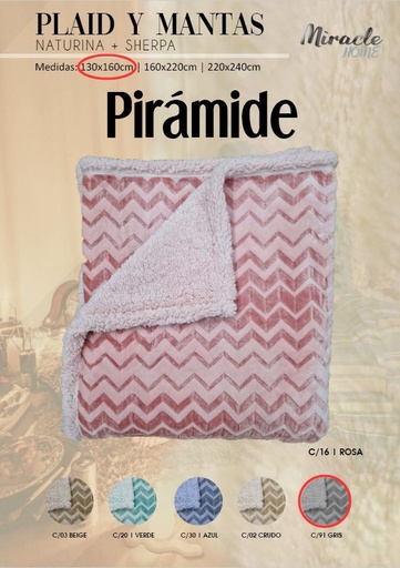 [PIRAMIDEGRIS-130X160] MANTA PLAID PIRÁMIDE 130X160 GRIS MIRACLE
