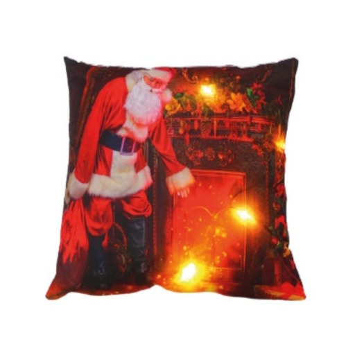 [CHIMENEA-45X45] COJÍN COMPLETO NAVIDAD CON LUZ CHIMENEA 45X45 BH TEXTIL