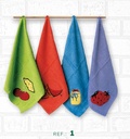 PACK 4 PAÑOS COCINA BORDADOS REF 1 FRUTAS FIOTEX
