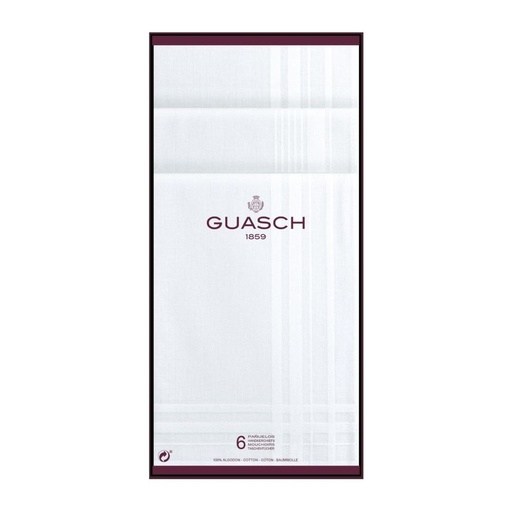 [10450P] CAJA 6 UNID. PAÑUELOS 10450P BLANCO GUASCH