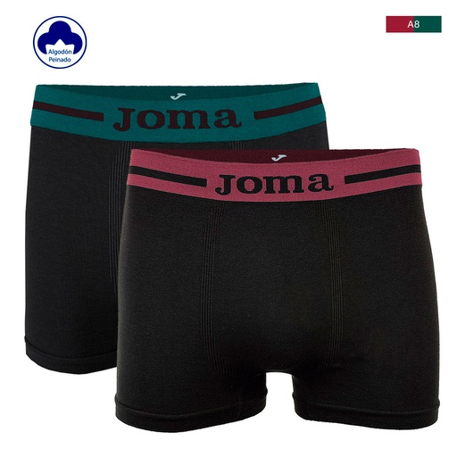 BOXER HOMBRE SIN COSTURAS PACK 2 JS8001B NEGRO VG JOMA