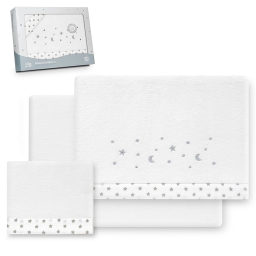 [30204-18] TRIPTICO CUNA CORALINA ESTRELLA LUNA BLANCO-GRIS INTERBABY