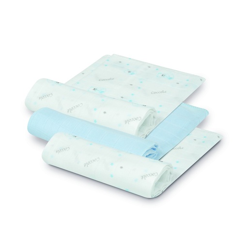 [98978-01] PACK 3 GASAS BAMBÚ 55X70 BEAR AZUL INTERBABY