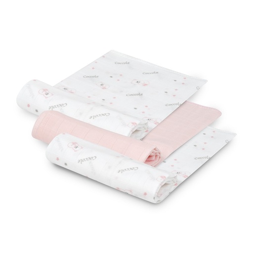 [98978-02] PACK 3 GASAS BAMBÚ 55X70 BEAR ROSA INTERBABY