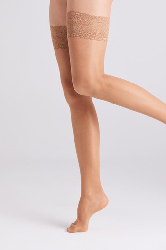 [14215BEIGE] MEDIA CON LIGA DE BLONDA 20 DEN 14215 BEIGE YSABEL MORA