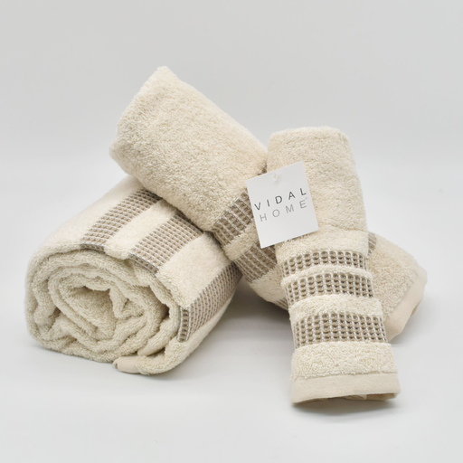 [CHLOENATURAL-LINO] JUEGO DE TOALLAS 3PZ CHLOE NATURAL-LINO VIDAL HOME