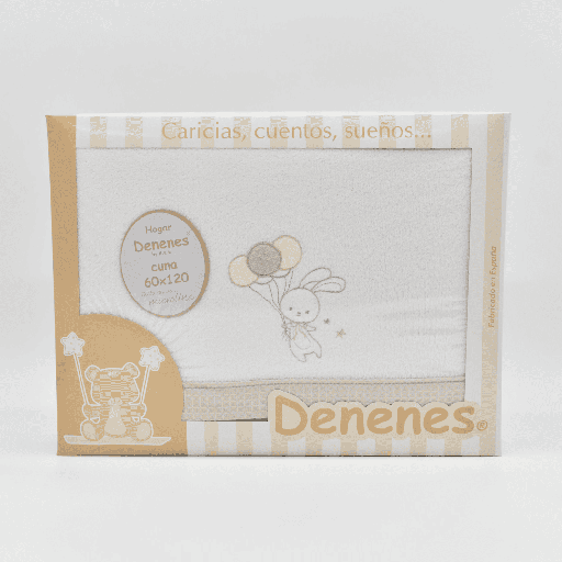 JUEGO SÁBANAS MICROLINA CONEJO GLOBO BEIGE DENENES