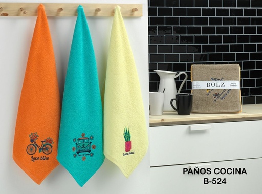 [B-524] PAÑO COCINA BORDADO B-524 50X50 SURTIDO DOLZ