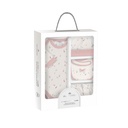 SET REGALO BODY 4 PCS 100% ALG T 0-6M FLORES BOTANICO BEIGE-ROSA INTERBABY