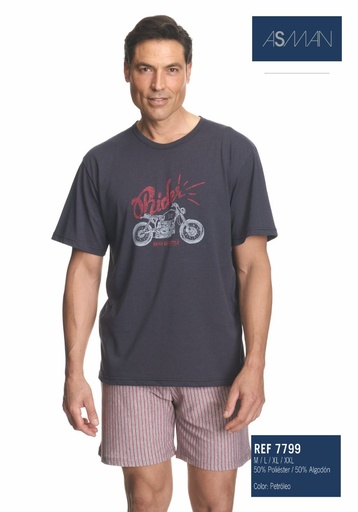 PIJAMA HOMBRE VERANO 7799 PETROLEO ASMAN