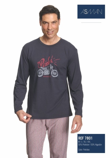 PIJAMA HOMBRE ENTRETIEMPO 7801 PETROLEO ASMAN