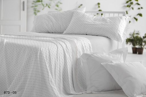JUEGO DE SABANAS TELA DORVEL 873 GRIS BURRITO BLANCO