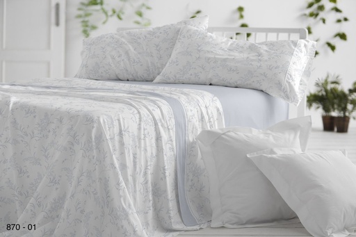 JUEGO DE SABANAS TELA DORVEL 870 AZUL BURRITO BLANCO