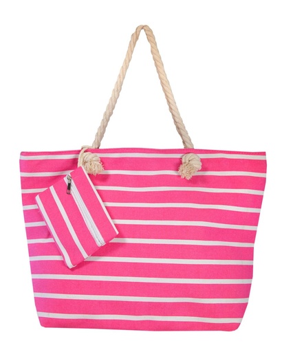 [RAYASFUXIA] BOLSO ESTAMPADO DE PLAYA 40X60CM RAYAS FUXIA SUN&amp;SURF