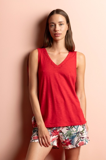 PIJAMA SIN MANGAS TROPICAL SPIRIT 63069 ROJO ADMAS