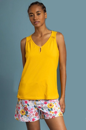 PIJAMA SIN MANGAS GOLD FLOWERS 63072 MOSTAZA ADMAS