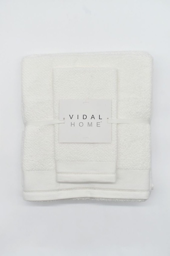 [PONTOABERTO-BLANCO] JUEGO DE TOALLAS 3PZ PONTO ABERTO BLANCO VIDAL HOME