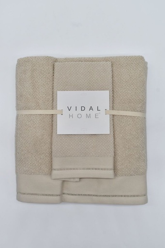 [PONTOABERTO-BEIGE] JUEGO DE TOALLAS 3PZ PONTO ABERTO BEIGE VIDAL HOME