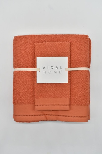 [PONTOABERTO-NARANJA] JUEGO DE TOALLAS 3PZ PONTO ABERTO NARANJA VIDAL HOME