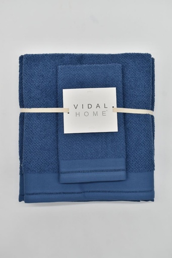 [PONTOABERTO-AZUL] JUEGO DE TOALLAS 3PZ PONTO ABERTO AZUL VIDAL HOME