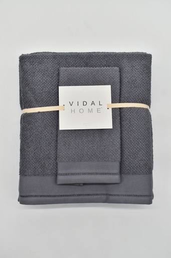 [PONTOABERTO-GRIS] JUEGO DE TOALLAS 3PZ PONTO ABERTO GRIS VIDAL HOME