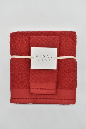 [PONTOABERTO-BURDEOS] JUEGO DE TOALLAS 3PZ PONTO ABERTO BURDEOS VIDAL HOME