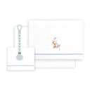 TRIPTICO CUNA ESTAMPADO OSO LUNA ESTRELLAS + CHUPETERO BLANCO-AZUL INTERBABY