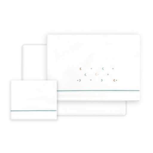 [02335-13] TRIPTICO COCHE ESTRELLA LUNA MULTICOLOR BLANCO-VERDE INTERBABY