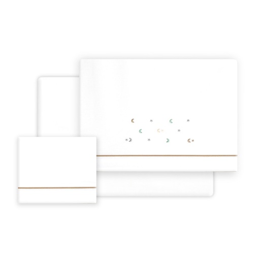 [04335-15] TRIPTICO MINICUNA ESTRELLA LUNA MULTICOLOR BLANCO-BEIGE INTERBABY
