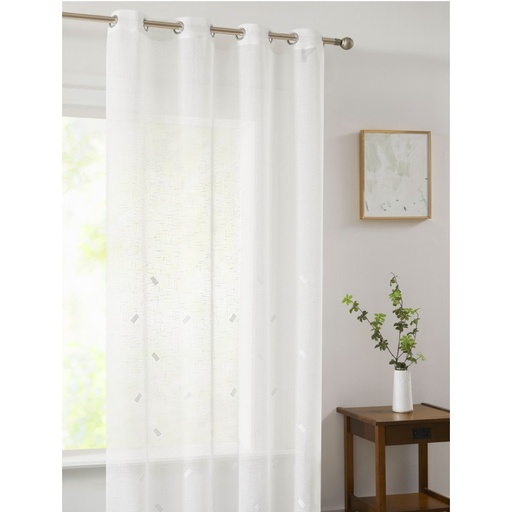 [VCL-005-CRUDO] VISILLO RÚSTICO BORDADO TIRAS CON OLLAOS VCL-005 CRUDO 140X265 CAMALTEX