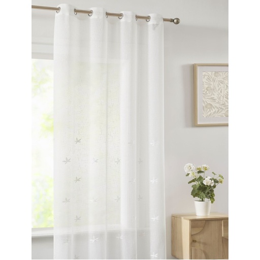[VCL-003-CRUDO] VISILLO RÚSTICO BORDADO FLORES CON OLLAOS VCL-003 CRUDO 140X265 CAMALTEX