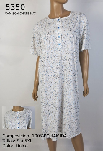 CAMISÓN CHATE FLOR CLARAS MANGA CORTA 5350 LIN