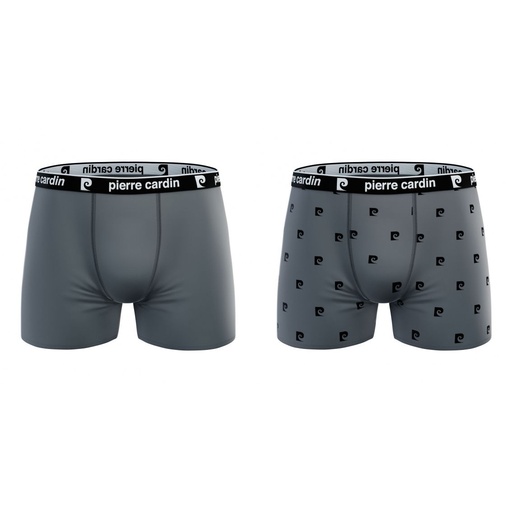 PACK 2 BOXER HOMBRE ALGODÓN BCX2 LIGHT GREY+GREY LOGO PIERRE CARDIN