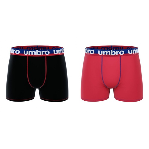 PACK 2 BOXER HOMBRE ALGODÓN AS1 NEGRO+ROJO UMBRO