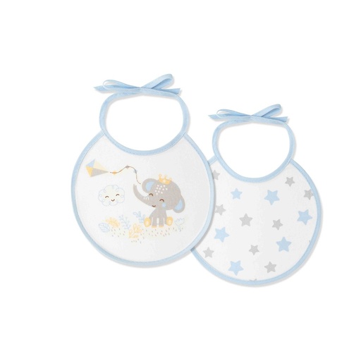 [00360-01] PACK 2 BABEROS CACHIRULO ESTRELLAS 20X20 AZUL INTERBABY