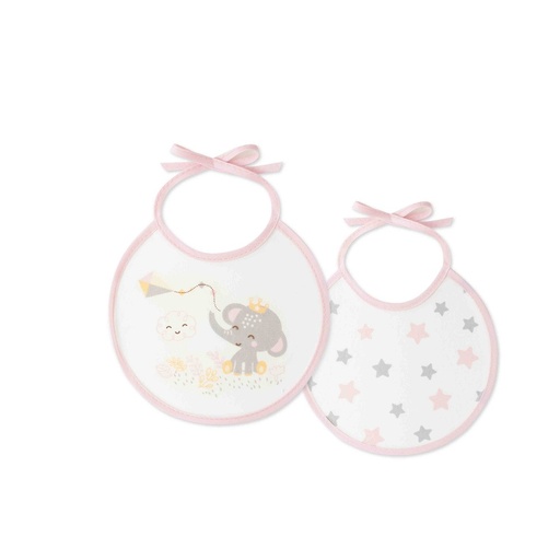 [00360-02] PACK 2 BABEROS CACHIRULO ESTRELLAS 20X20 ROSA INTERBABY