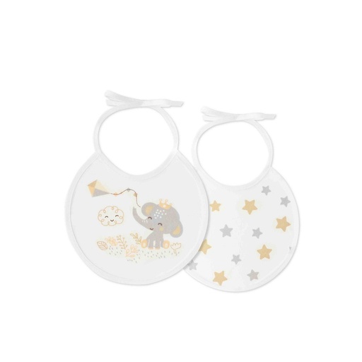 [00360-05] PACK 2 BABEROS CACHIRULO ESTRELLAS 20X20 BEIGE INTERBABY