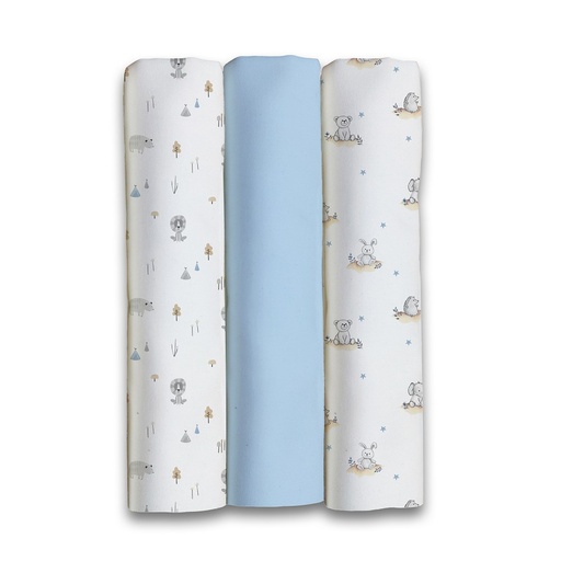 [98980-01] PACK 3 GASAS 80X80 FOREST JUNGLA AZUL INTERBABY